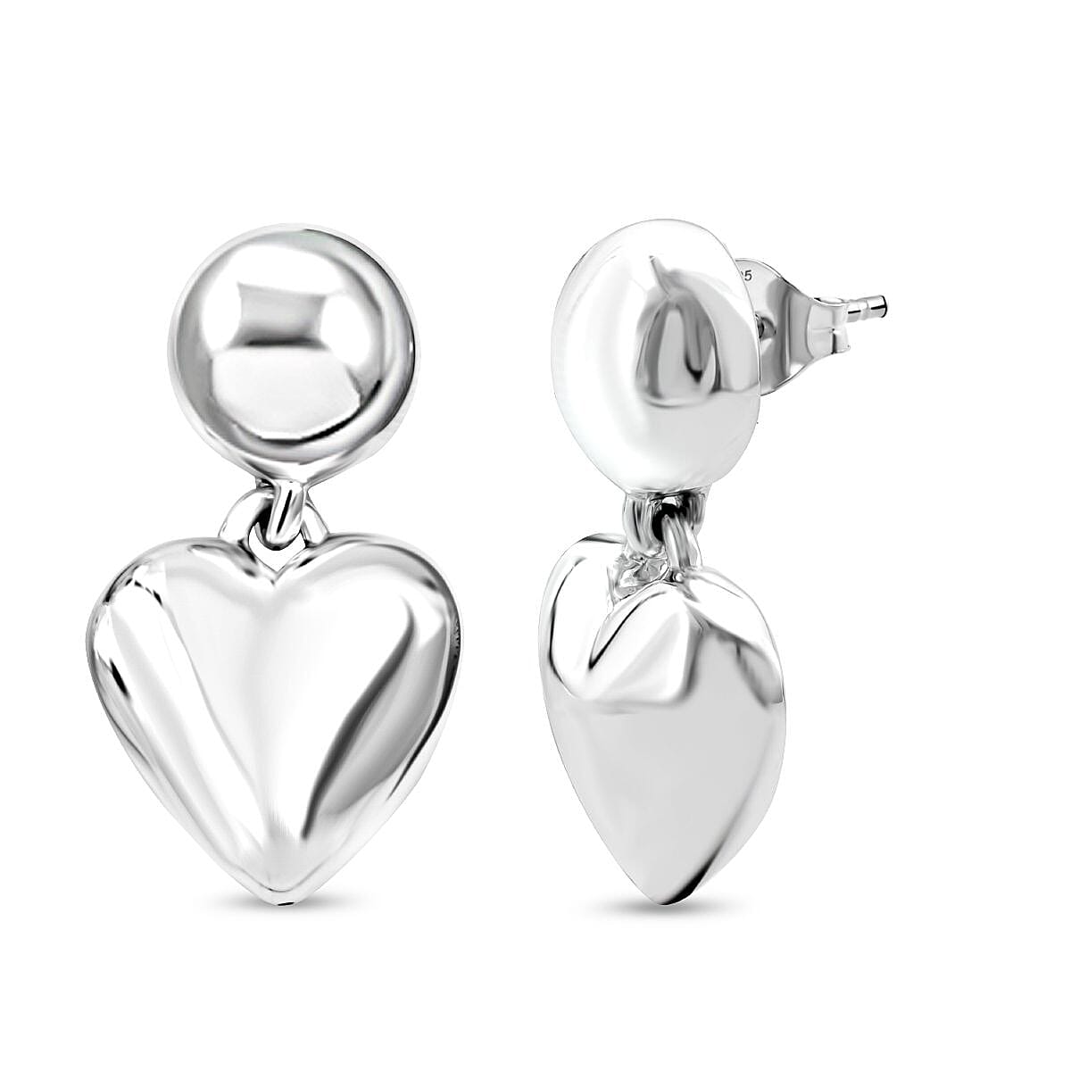 Thai Sterling Silver Heart Dangle Earring with Push Back, Silver Wt. 9.20 Gms 8248548 0
