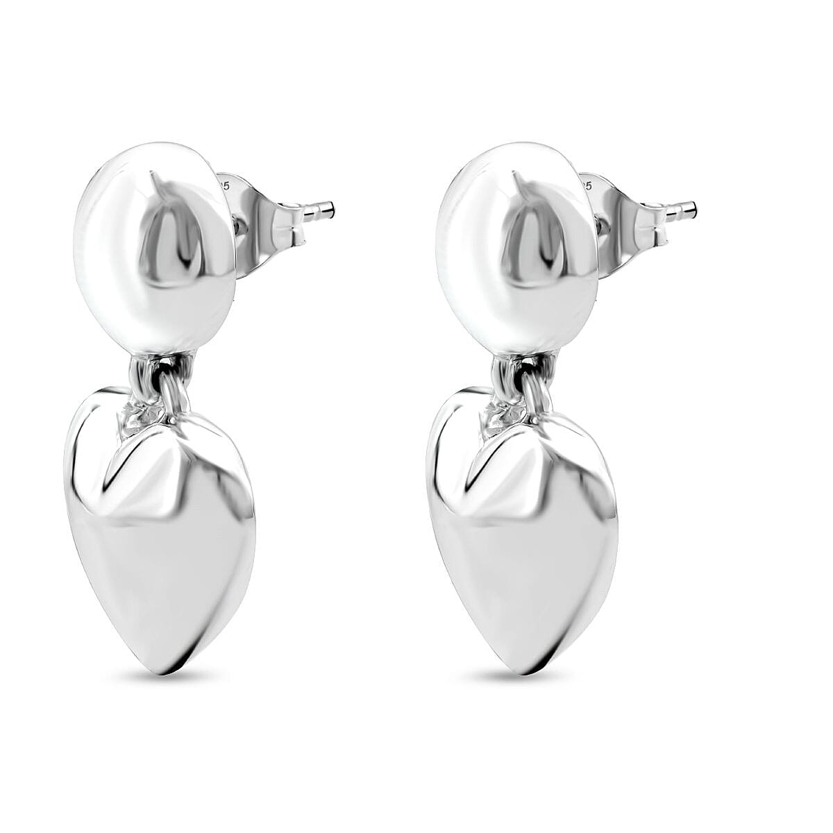 Thai Sterling Silver Heart Dangle Earring with Push Back, Silver Wt. 9.20 Gms 8248548 3