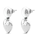 Thai Sterling Silver Heart Dangle Earring with Push Back, Silver Wt. 9.20 Gms
