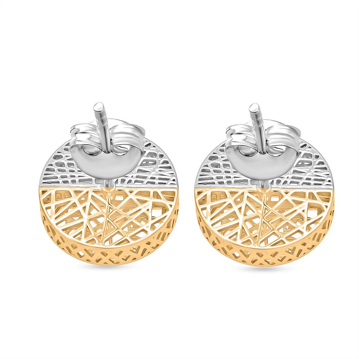 Treasure of Siam - Sterling Silver Round Stud Earring with Push Back in Two Tone Plating 8239673 4