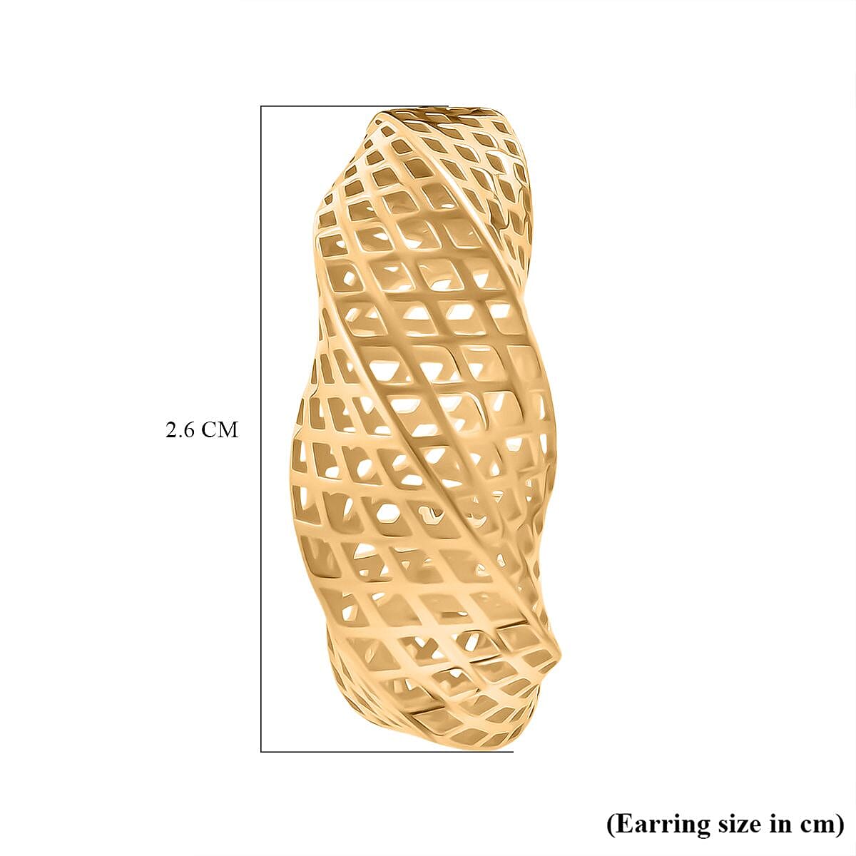 Sterling Silver Half Hoop Mesh Earring with Push Back in Yellow Gold Plating 8194355 4