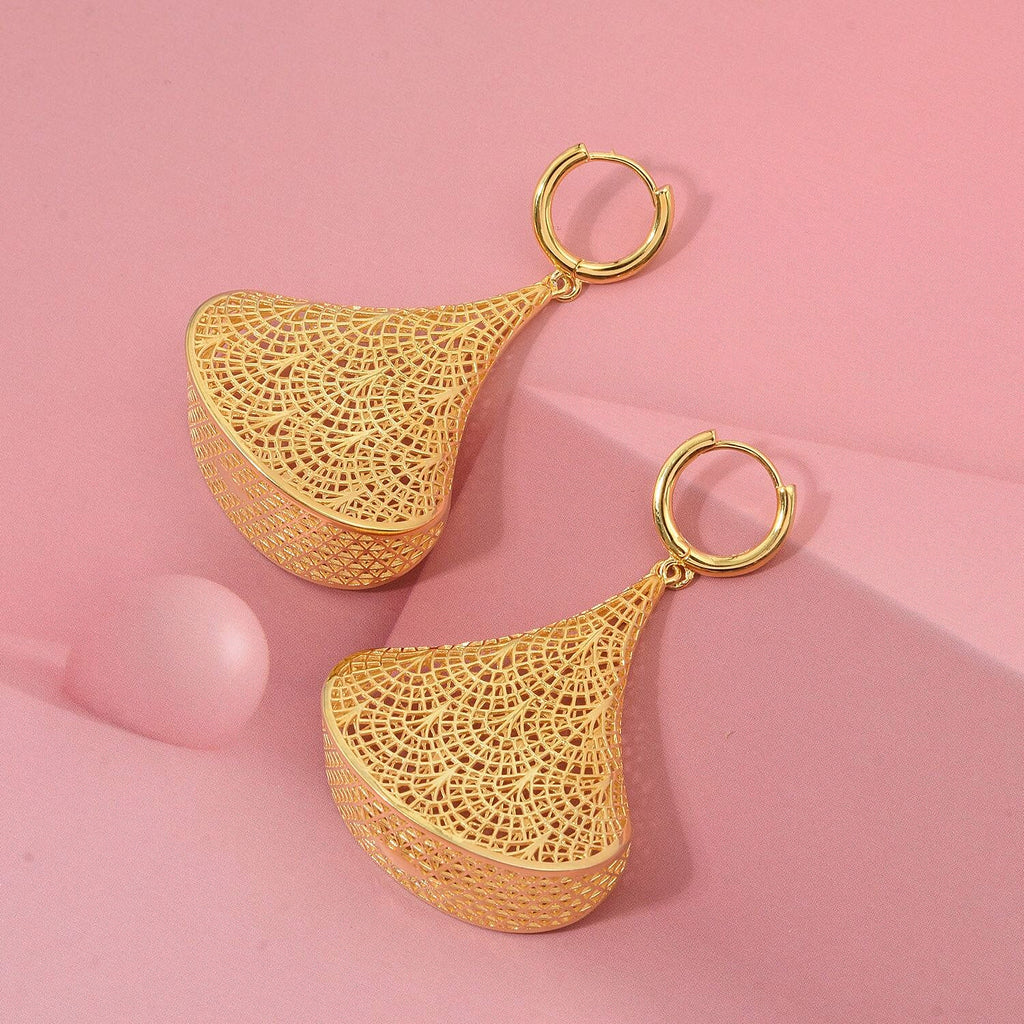 Sterling Silver Earring with Push Back in Yellow Gold Plating, Silver Wt. 10.58 Gms.