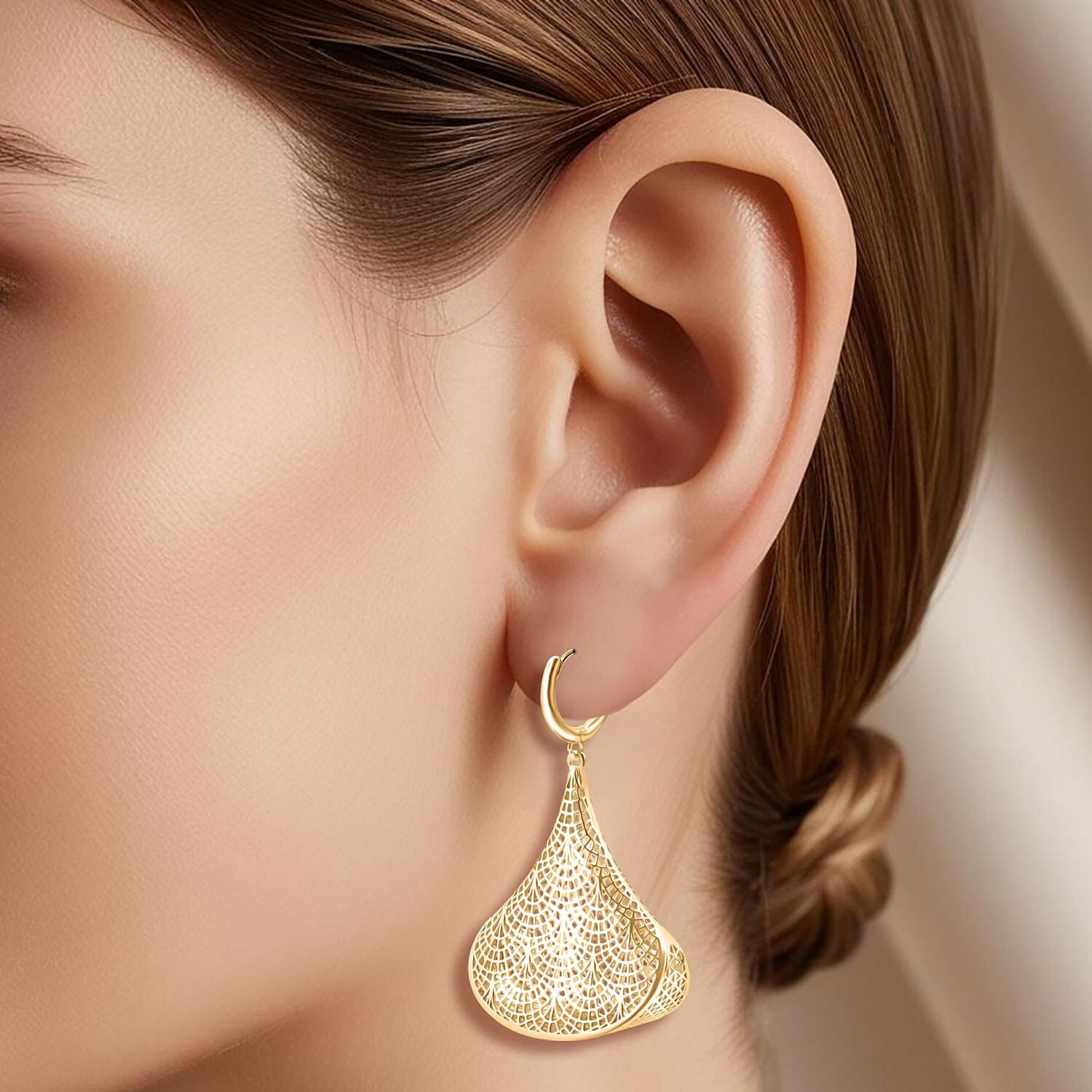 Sterling Silver Earring with Push Back in Yellow Gold Plating, Silver Wt. 10.58 Gms. 8239485 2