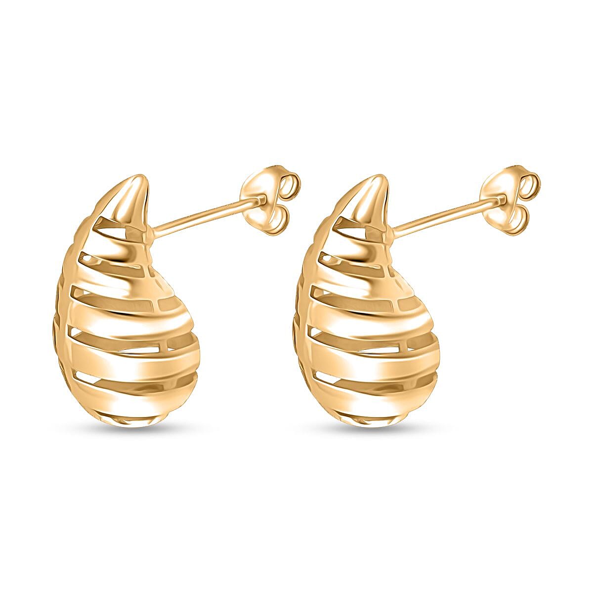 Treasure of Siam - Sterling Silver Drop Earring with Push Back in Yellow Gold Plating 8239486 3