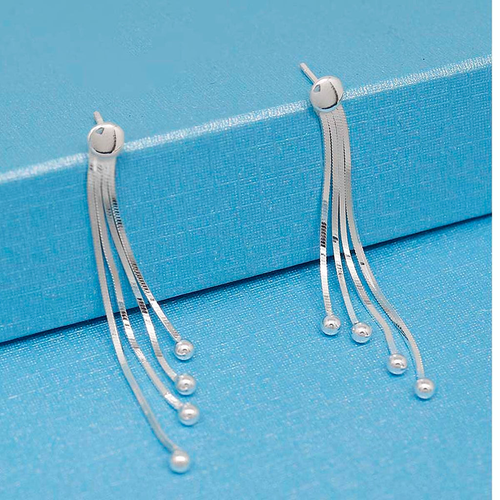 Italian Closeout - Snake Drop Earrings in Sterling Silver