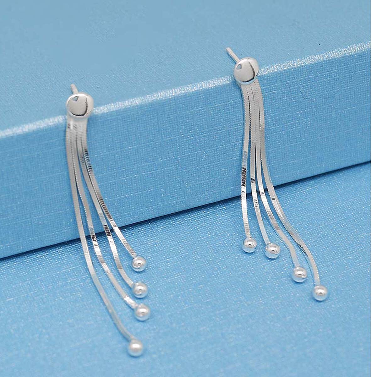 Italian Closeout - Snake Drop Earrings in Sterling Silver 8125928 2