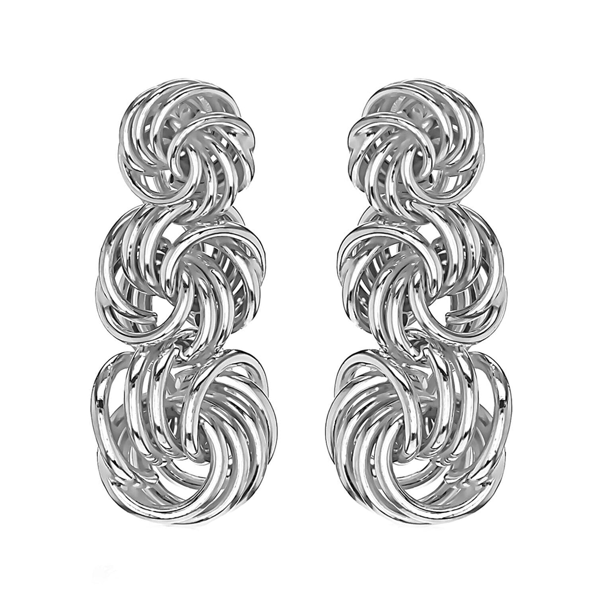 Sterling Silver Graduated Knot Drop Earrings 7315532 0
