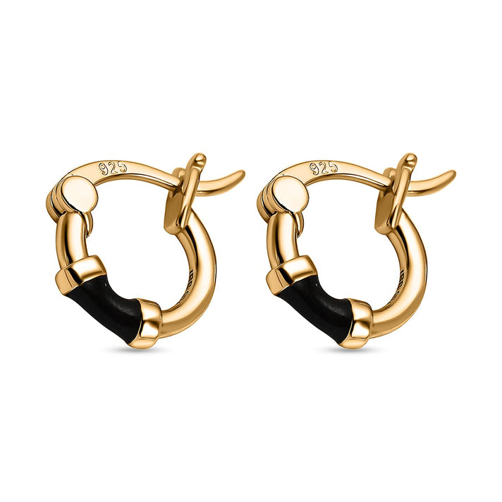 Sterling Silver Black Enamelled Hoop Earrings 7676327 1