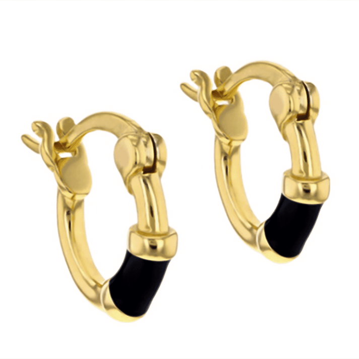 Sterling Silver Black Enamelled Hoop Earrings 7676327 2