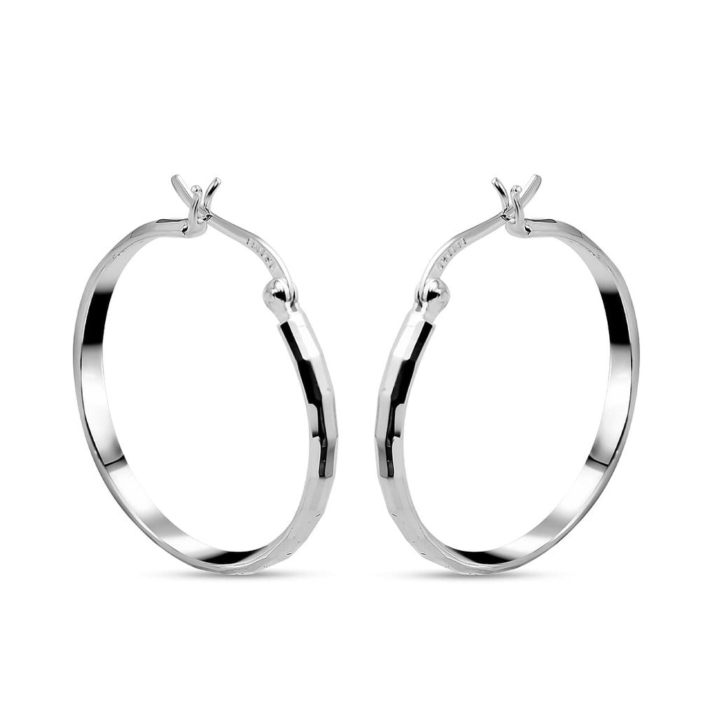 Rachel Galley - Sterling Silver Diamond Cut Hoop Earrings with Clasp