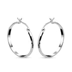 Rachel Galley - Sterling Silver Diamond Cut Hoop Earrings with Clasp