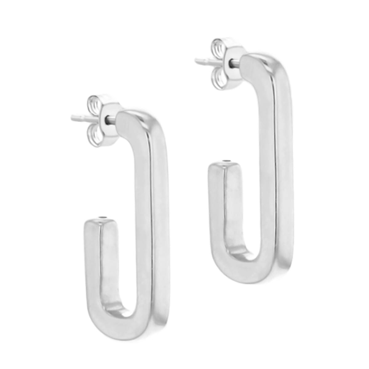 Designer Inspired - Italian Made Sterling Silver Rectangle Half Hoop Earrings 7694065 0