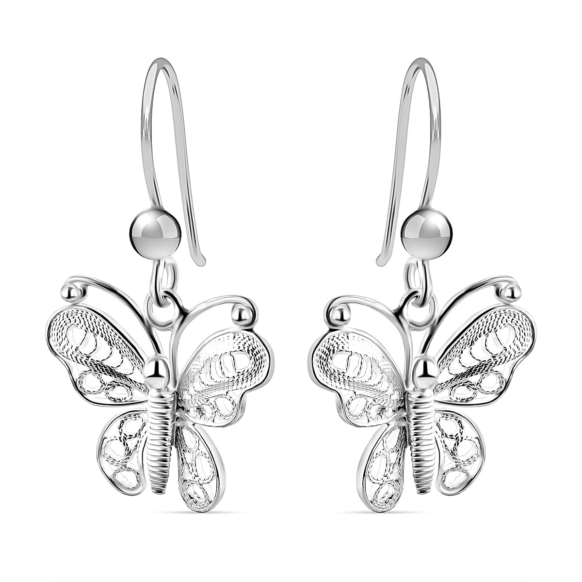 The Royal Bali Collection - Butterfly Hook Earrings in Sterling Silver 7728401 0