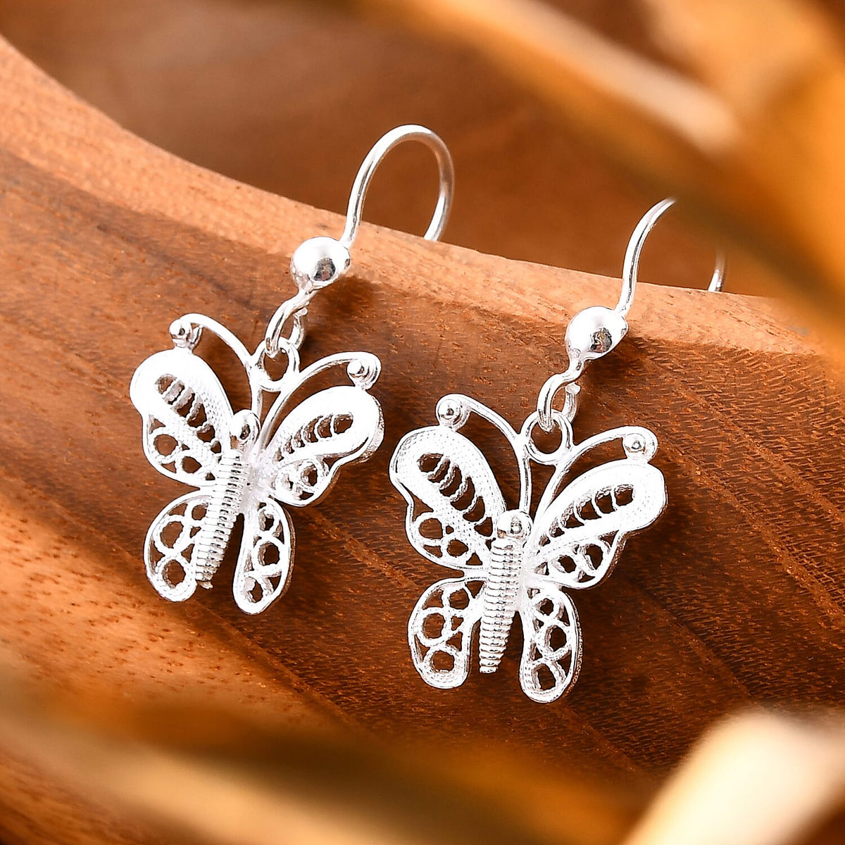 The Royal Bali Collection - Butterfly Hook Earrings in Sterling Silver 7728401 2