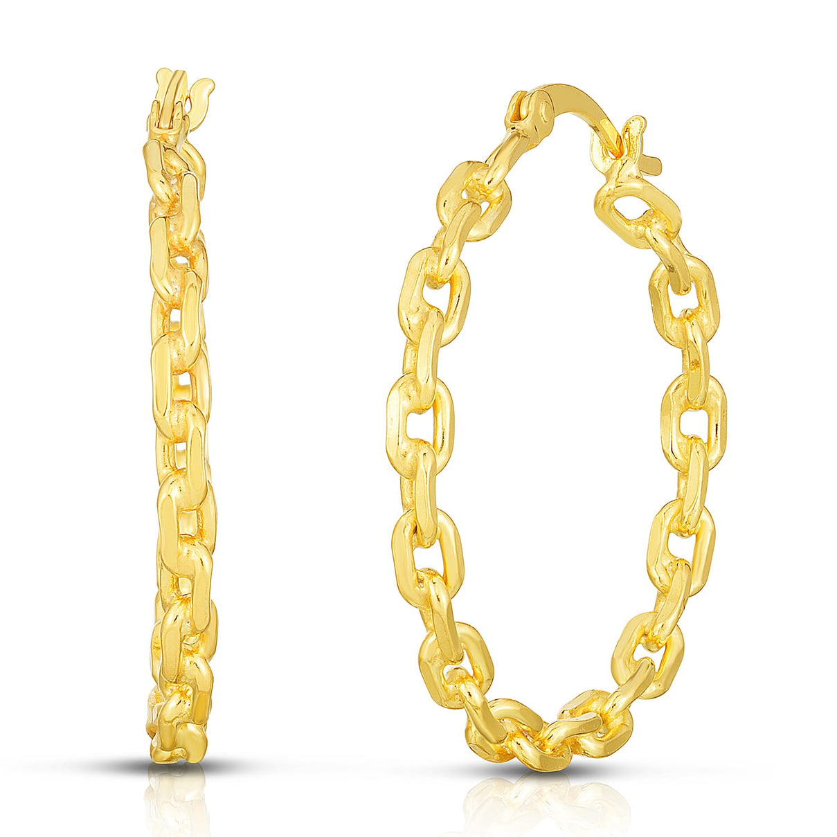 Italian Closeout --  Gold overlay Rolo Link Sterling Silver Earrings 7766548 0