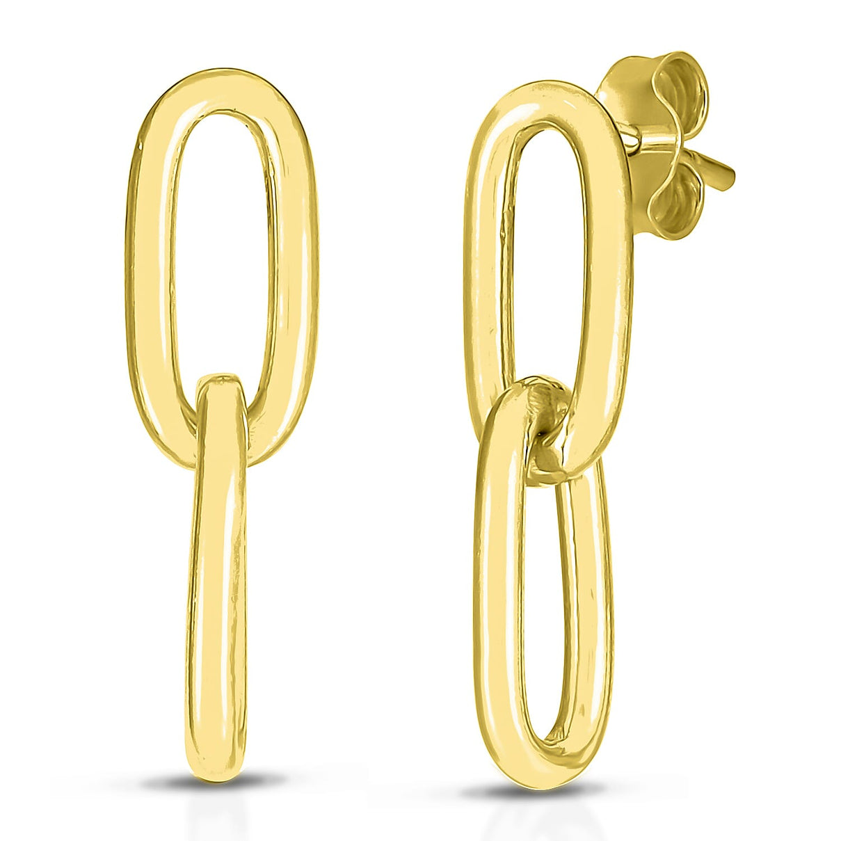 Yellow Gold Overlay Sterling Silver Paper Clip Dangle Earrings 7788747 0