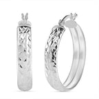 Sterling Silver Diamond Cut Hoop Earrings
