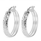 Sterling Silver Diamond Cut Hoop Earrings