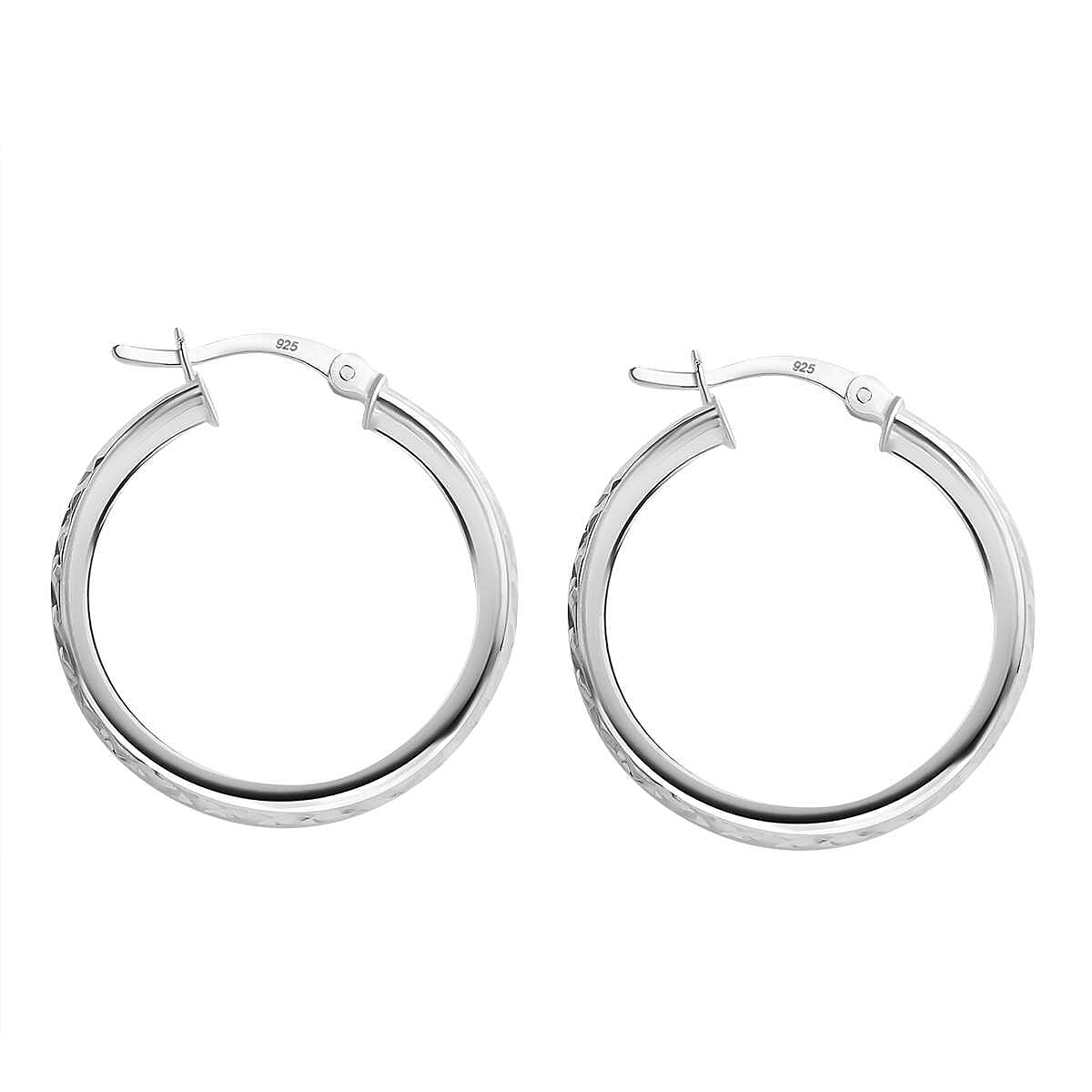 Sterling Silver Diamond Cut Hoop Earrings 7800562 5