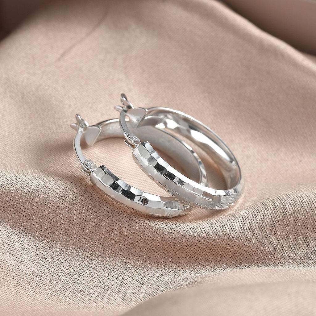 JCK Vegas Closeout Deal - Sterling Silver Diamond Cut Hoop Earrings