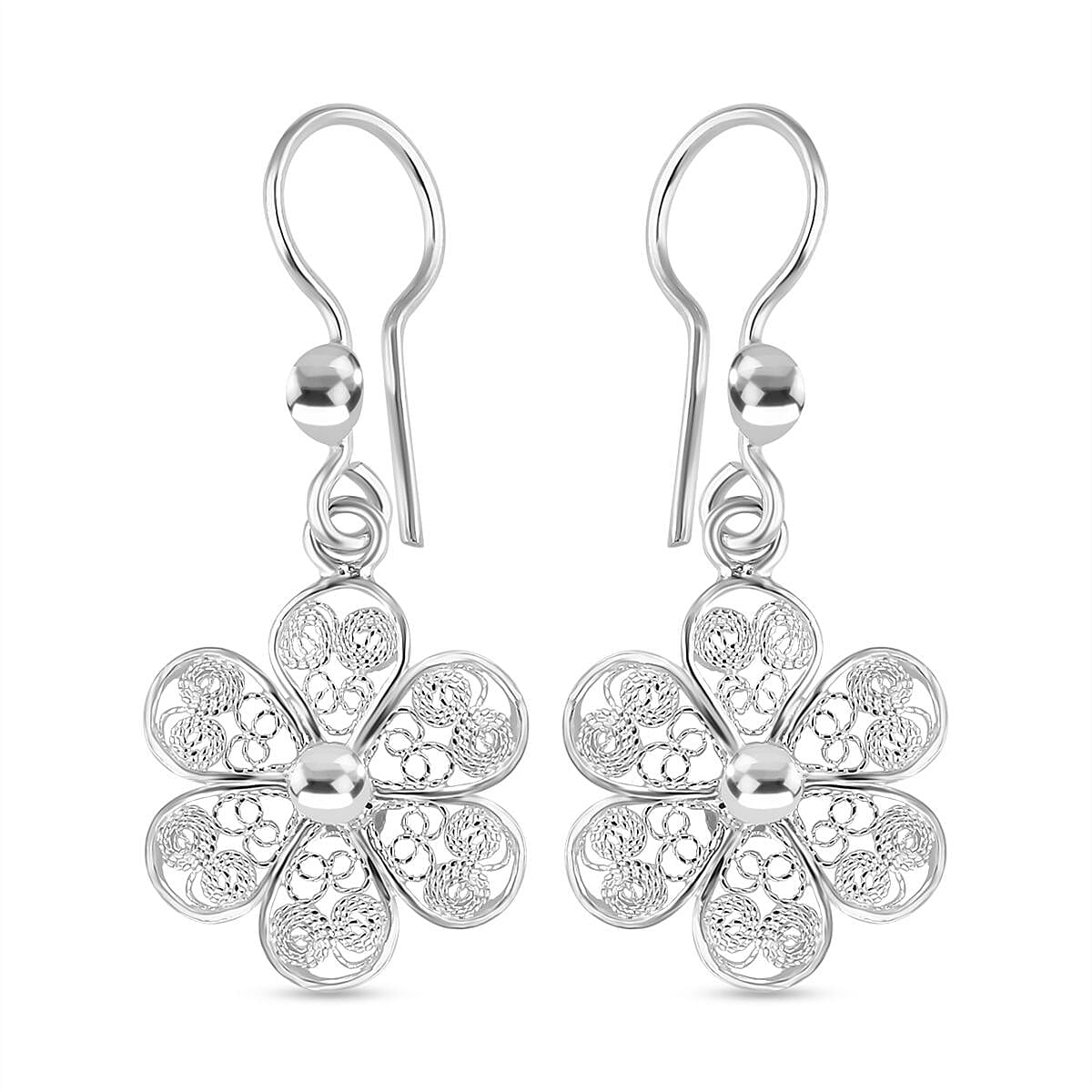 Floral Earring with Hook in Sterling Silver 7949936 0