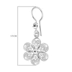 Floral Earring with Hook in Sterling Silver