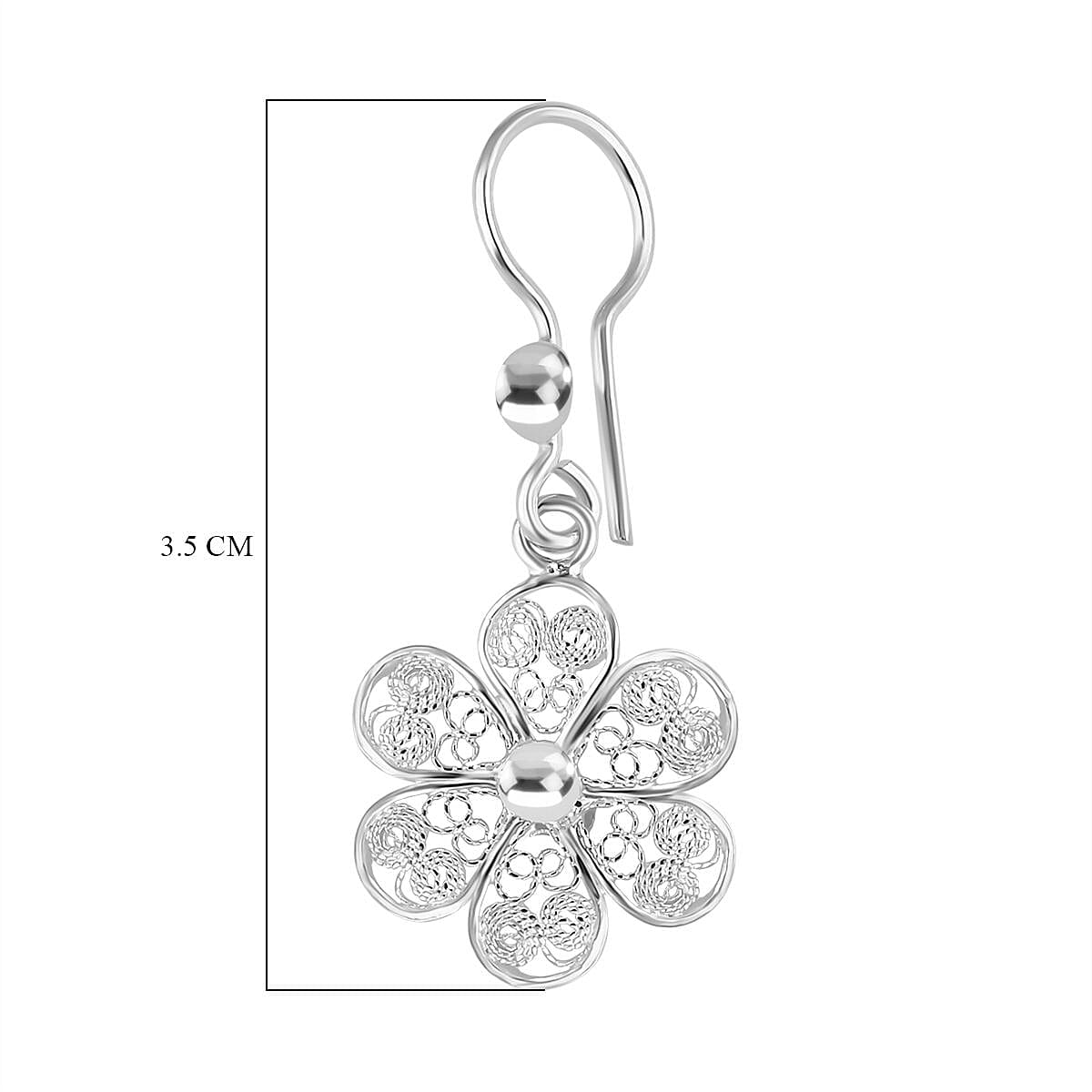 Floral Earring with Hook in Sterling Silver 7949936 4