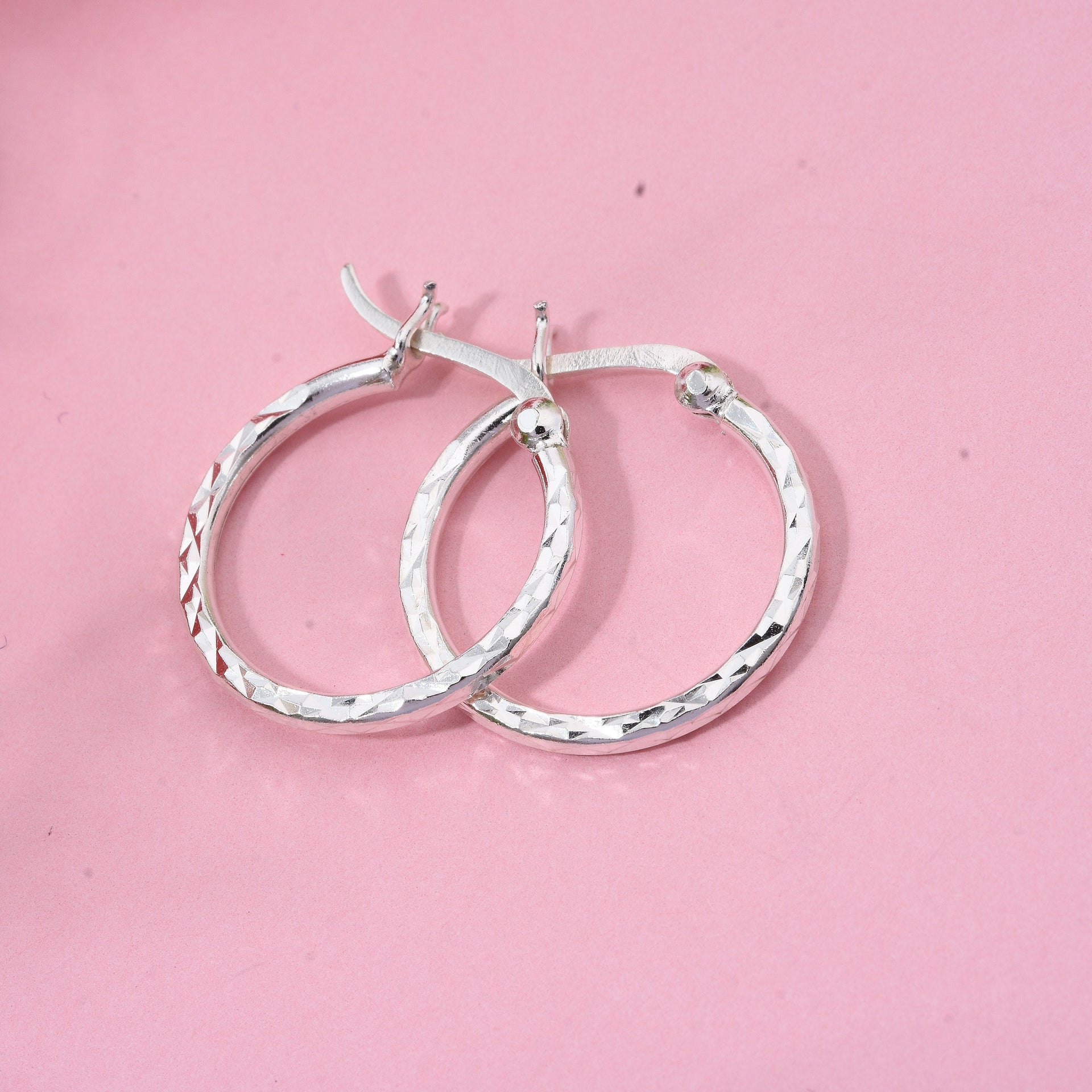 Diamond Cut Sterling Silver Earrings with Clasp 8033144 1