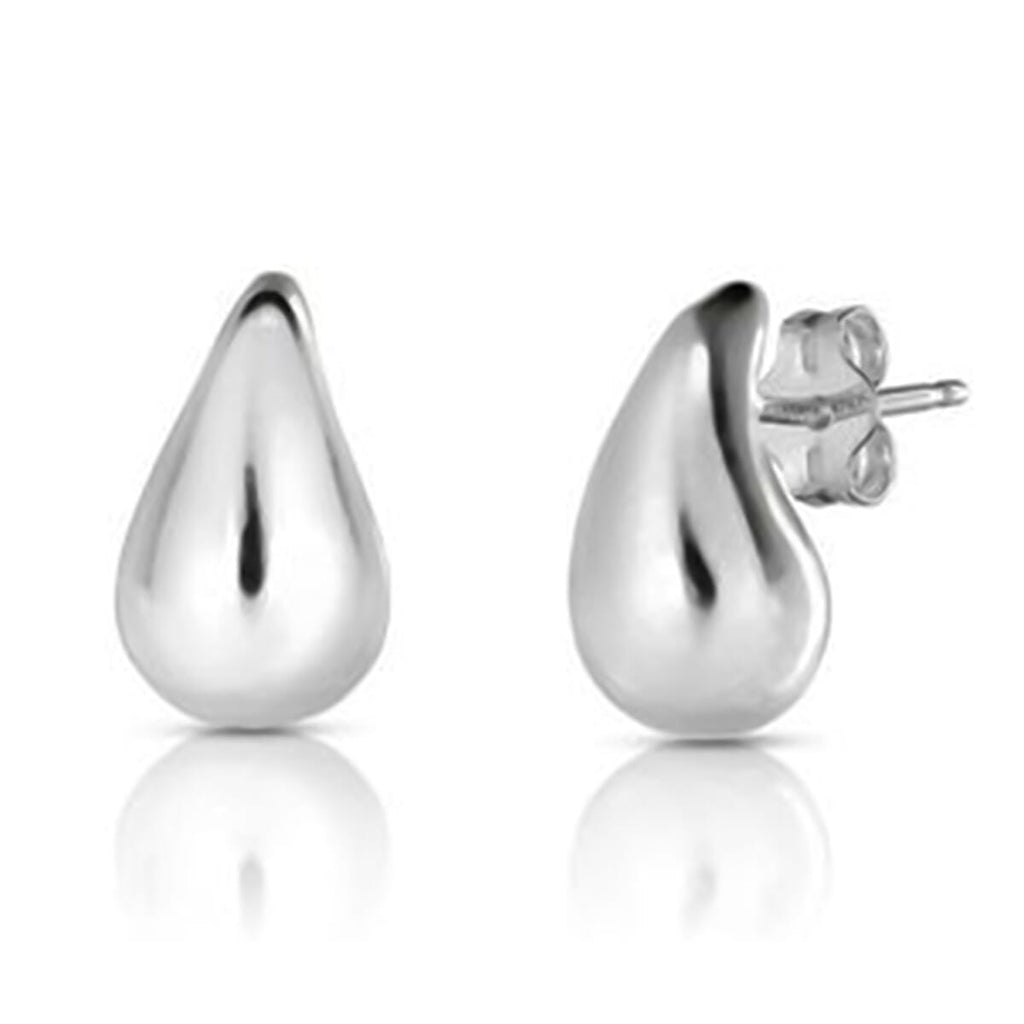 Teardrop Stud Push Back Earring in Sterling Silver