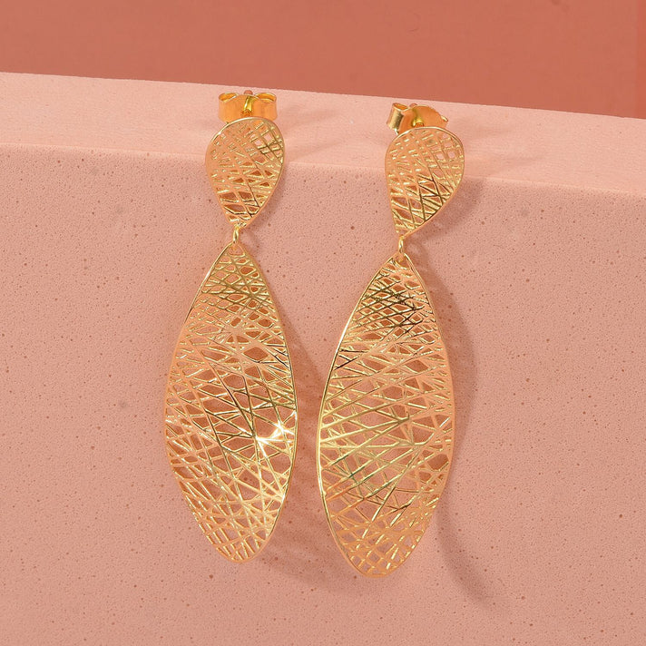 Treasure Of Siam - Sterling Silver Earrings with Push Back in Yellow Gold Plating 8194352 2