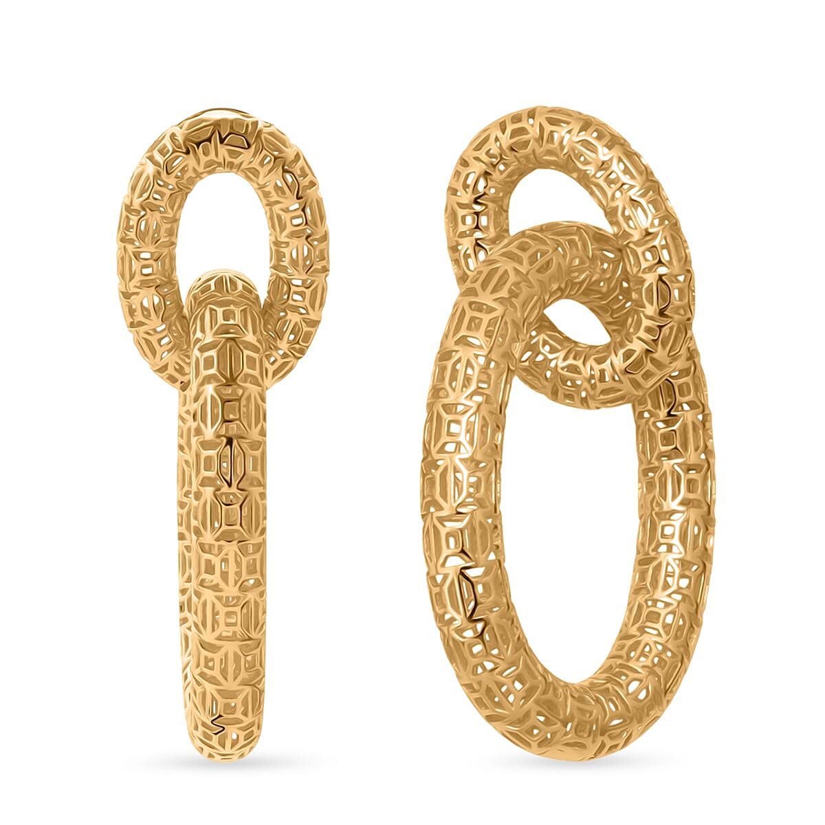 Treasure Of Siam - Sterling Silver Dual Loop Push Back Earring in Yellow Gold Plating 8194365 0
