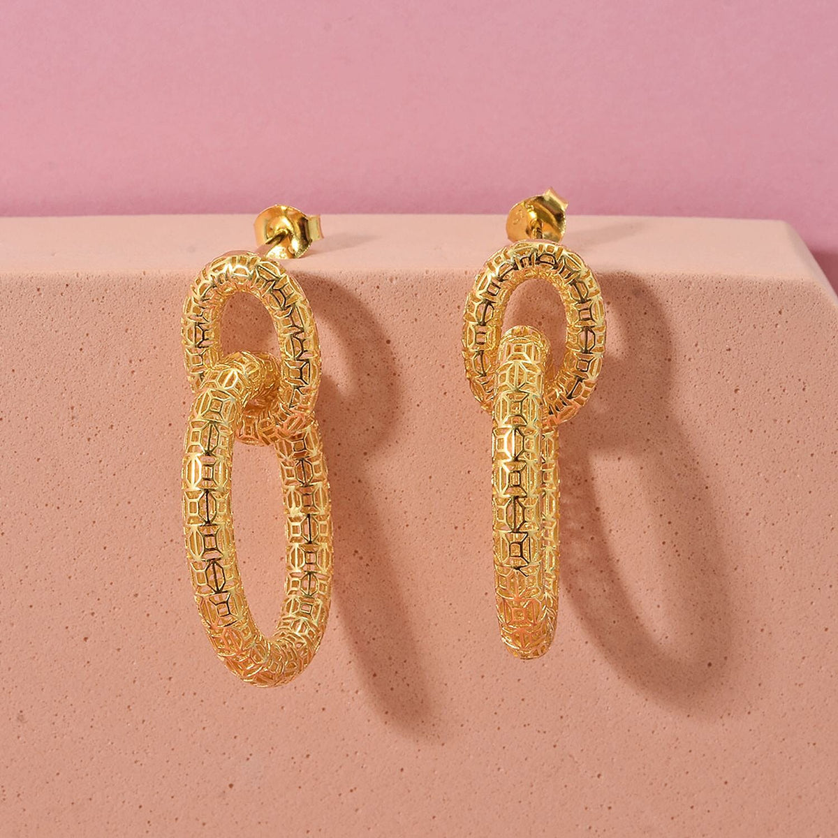 Treasure Of Siam - Sterling Silver Dual Loop Push Back Earring in Yellow Gold Plating 8194365 1