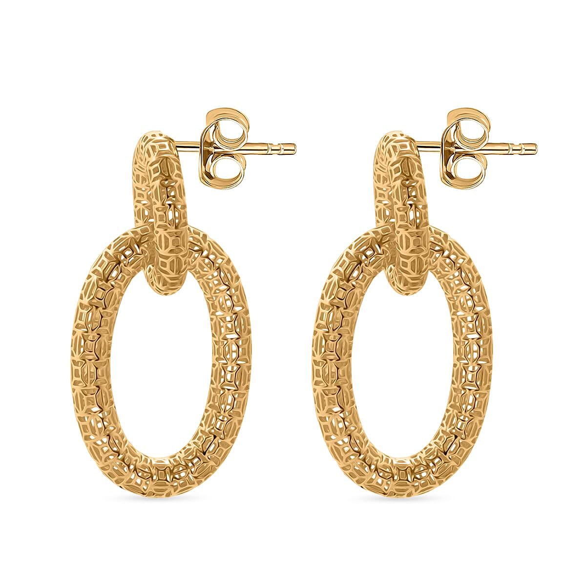 Treasure Of Siam - Sterling Silver Dual Loop Push Back Earring in Yellow Gold Plating 8194365 4