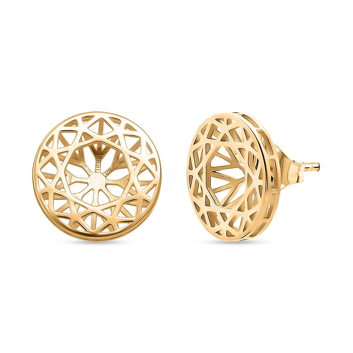 Treasure Of Siam - Sterling Silver Floral Push Back Earring in Yellow Gold Plating 8194368 0
