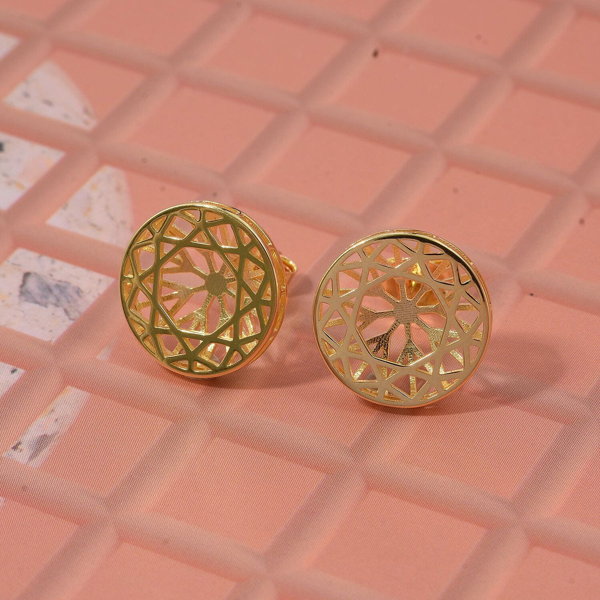 Treasure Of Siam - Sterling Silver Floral Push Back Earring in Yellow Gold Plating 8194368 1