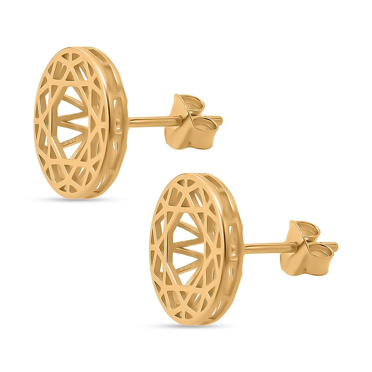 Treasure Of Siam - Sterling Silver Floral Push Back Earring in Yellow Gold Plating 8194368 3
