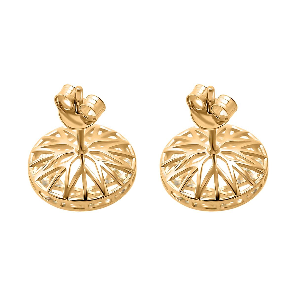 Treasure Of Siam - Sterling Silver Floral Push Back Earring in Yellow Gold Plating 8194368 4