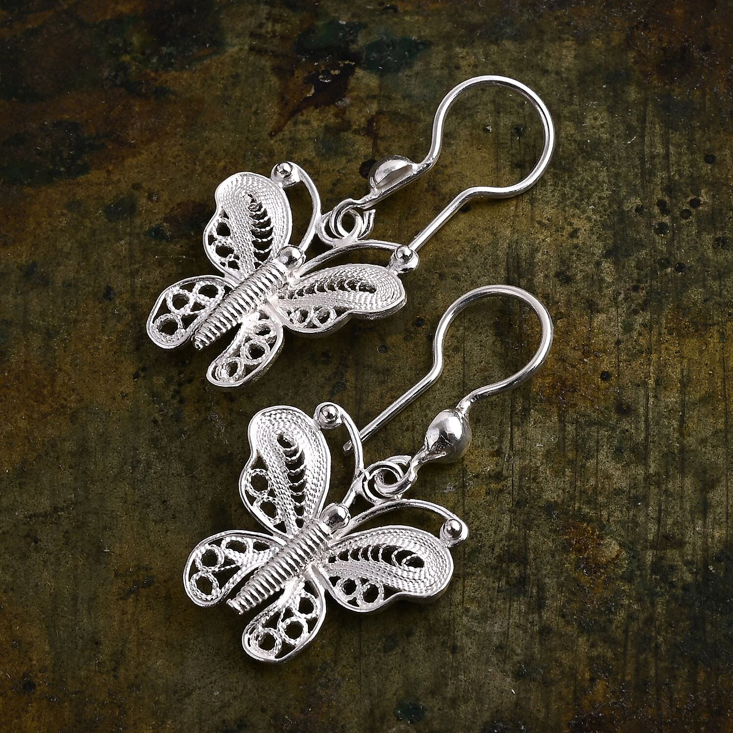 Bali Legacy Artisan Crafted Sterling Silver Butterfly Earring with Hook 8234839 1