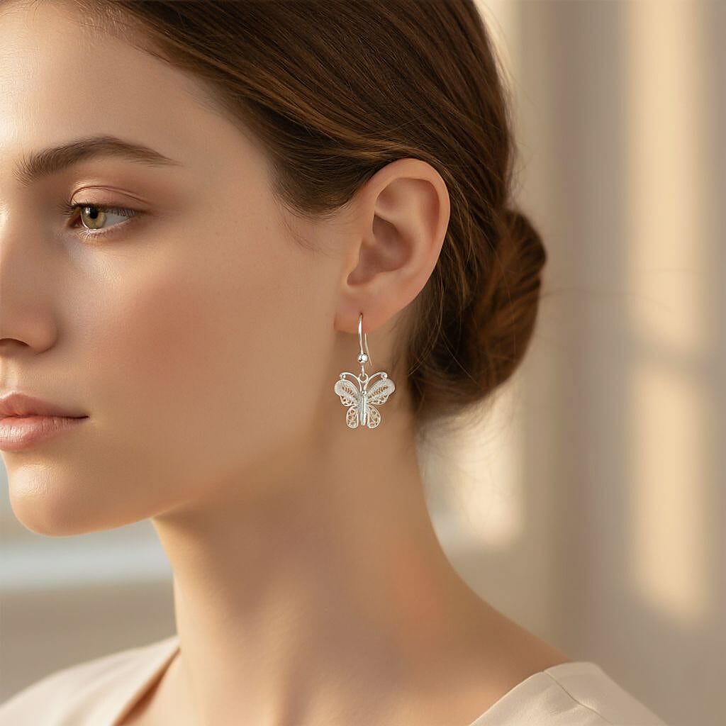 Bali Legacy Artisan Crafted Sterling Silver Butterfly Earring with Hook 8234839 2