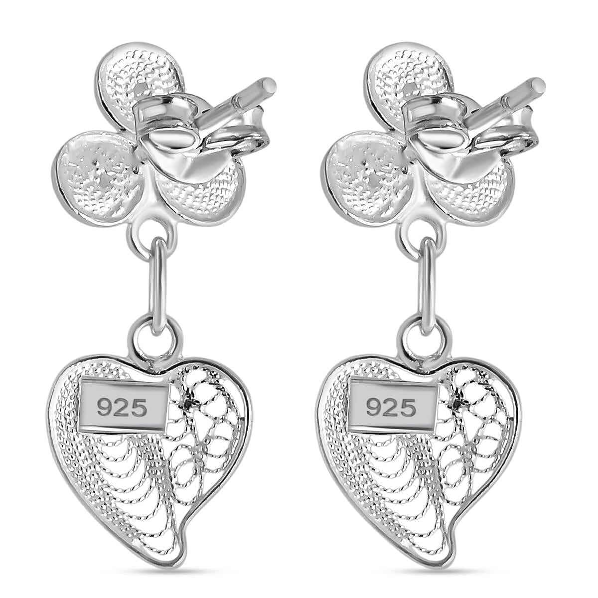 Artisan Crafted Sterling Silver Heart Dangling Earring with Push Back 8234842 3