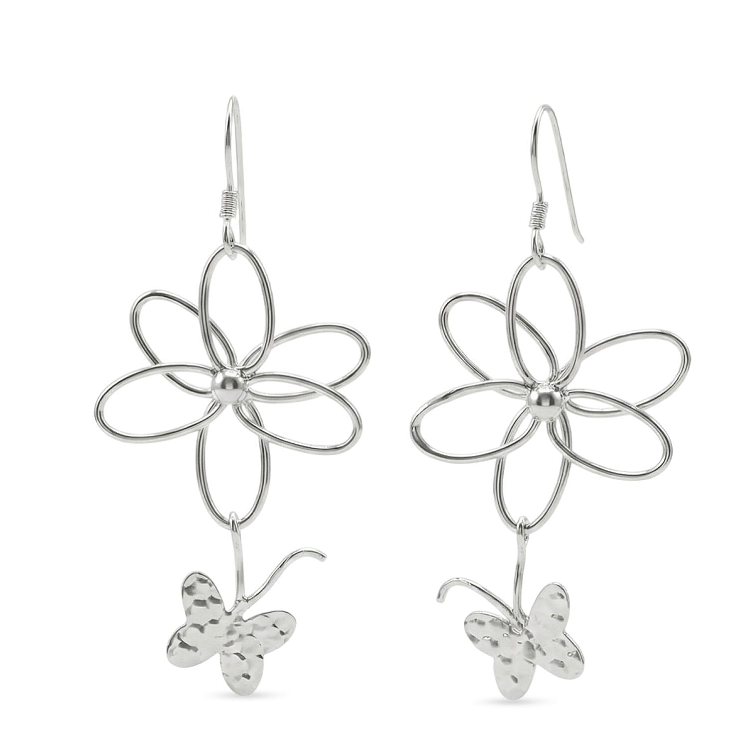 Close Out Deal - Sterling Silver Butterfly Dangling Earring with Hook 8503313 0