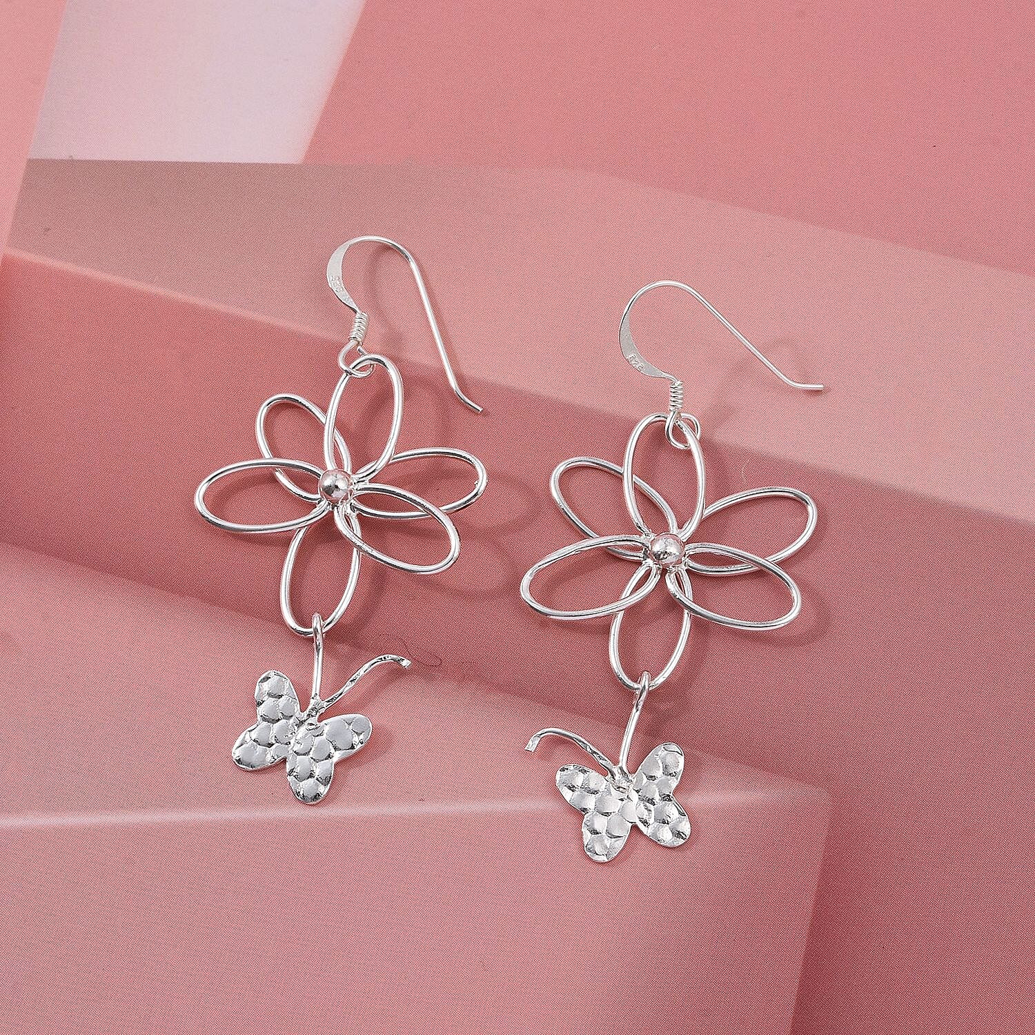 Close Out Deal - Sterling Silver Butterfly Dangling Earring with Hook 8503313 2