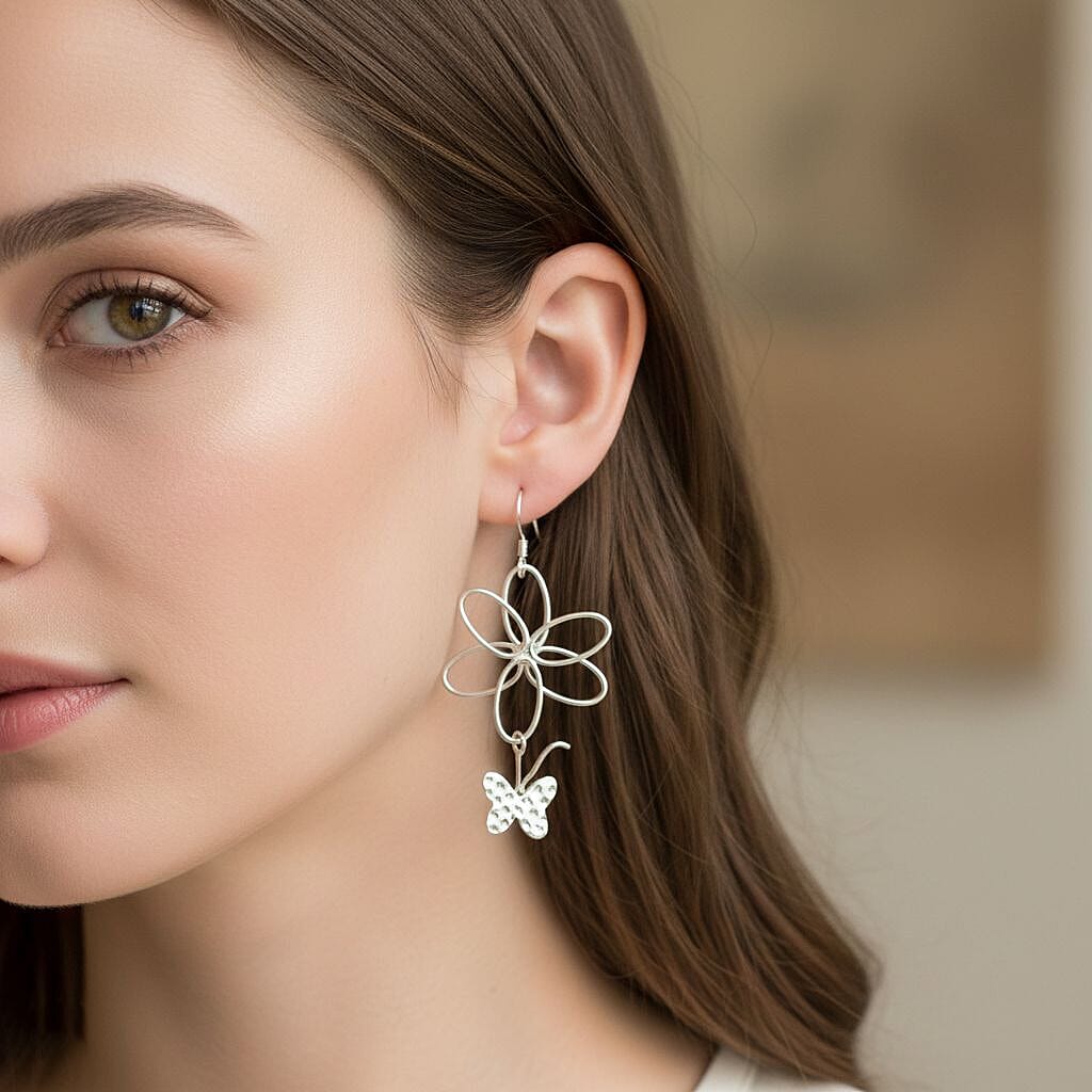 Close Out Deal - Sterling Silver Butterfly Dangling Earring with Hook 8503313 3