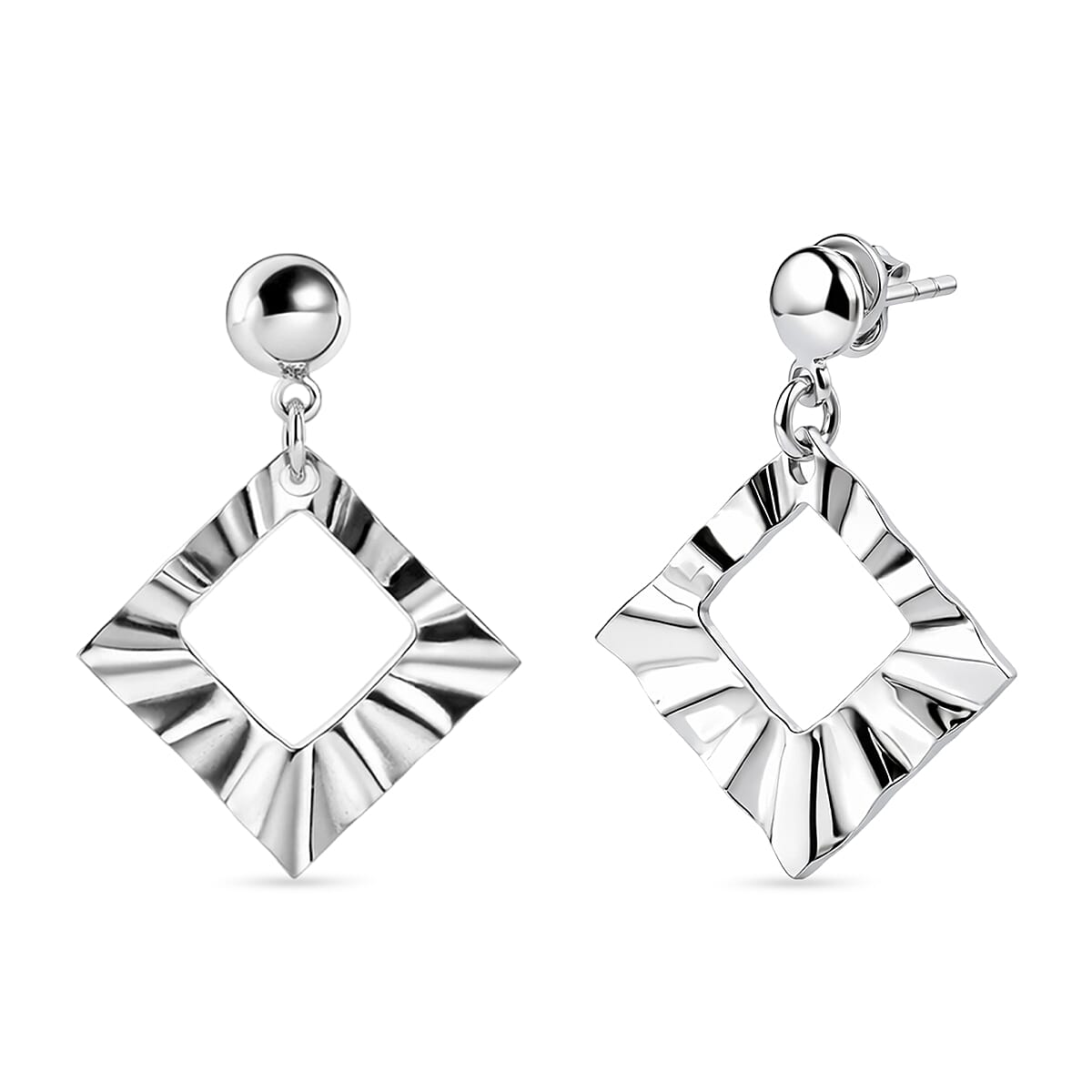Close Out Deal - Sterling Silver Rhombus Drop Earring with Push Back 8503401 0