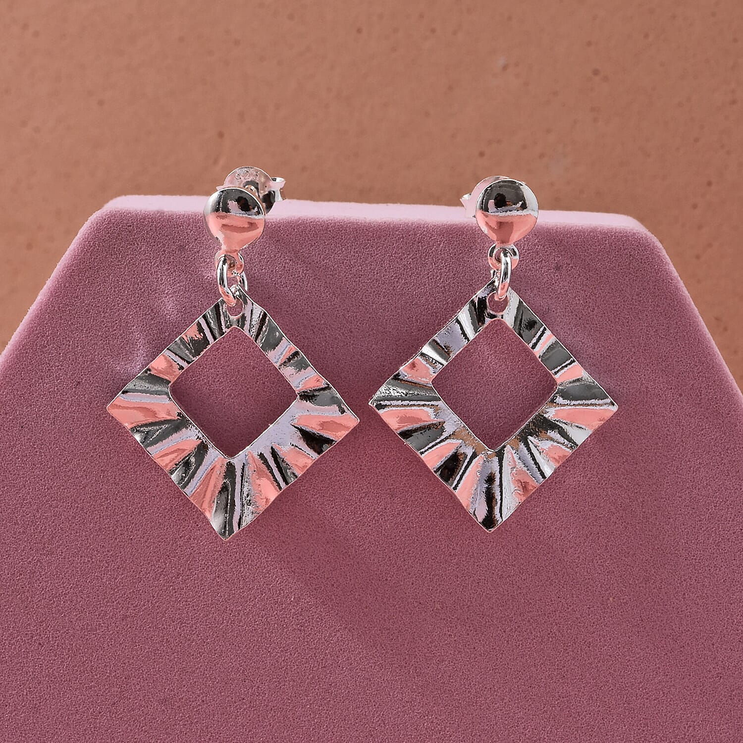 Close Out Deal - Sterling Silver Rhombus Drop Earring with Push Back 8503401 2