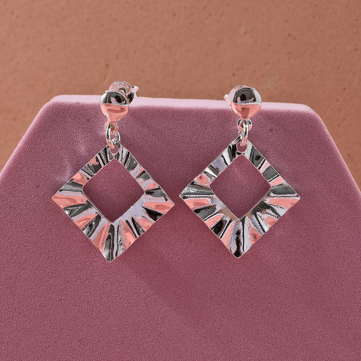 Close Out Deal - Sterling Silver Rhombus Drop Earring with Push Back 8503401 2