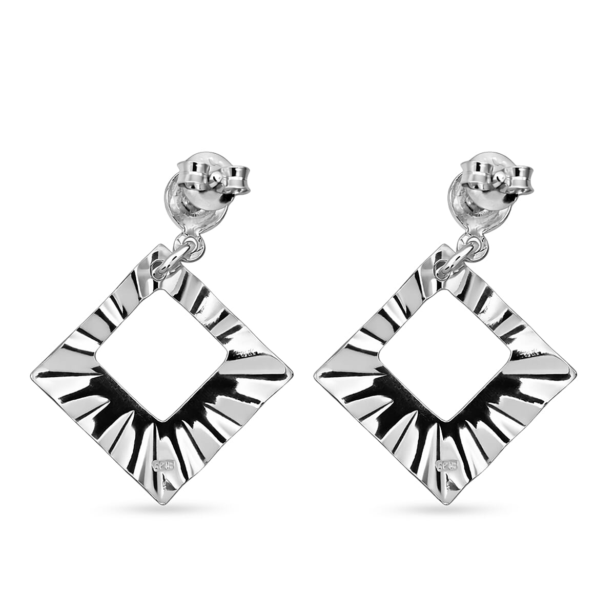 Close Out Deal - Sterling Silver Rhombus Drop Earring with Push Back 8503401 4