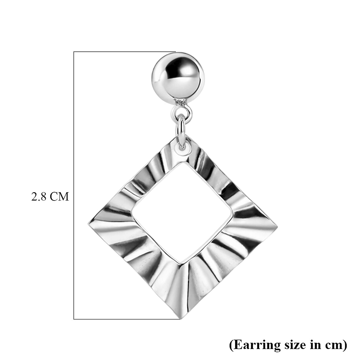 Close Out Deal - Sterling Silver Rhombus Drop Earring with Push Back 8503401 5