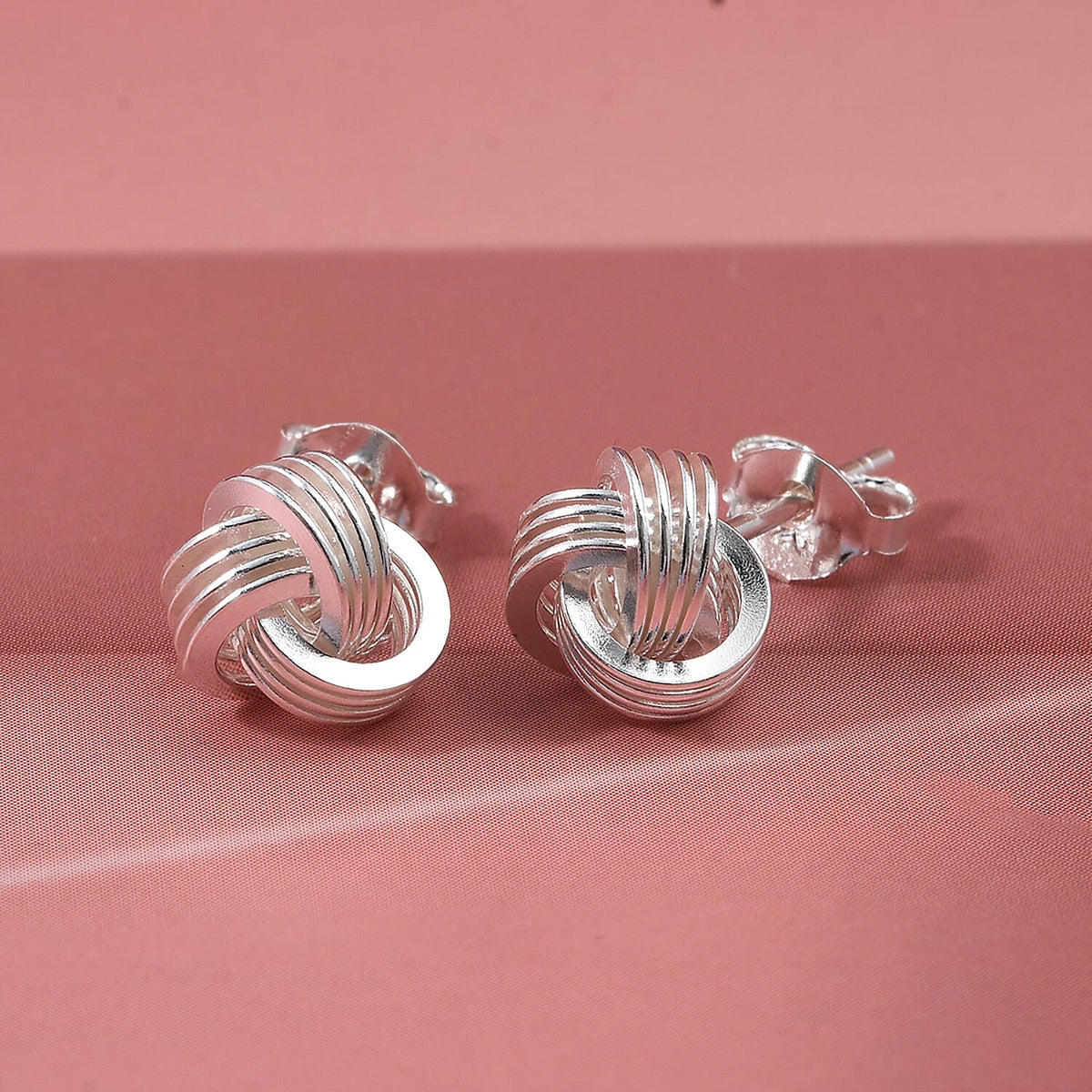Close Out Deal - Sterling Silver Knot Stud Earring with Push Back 8503404 2