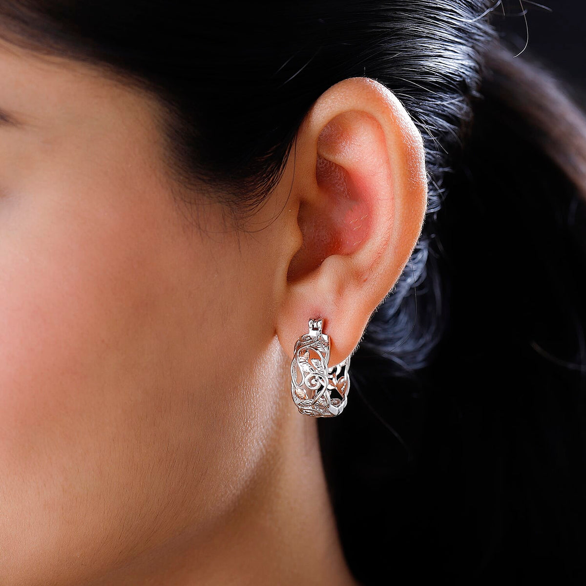 18K Yellow Gold Vermeil Plated &amp; Platinum Overlay Sterling Silver Earrings, Silver Wt. 7.4 Gms 7533053 3
